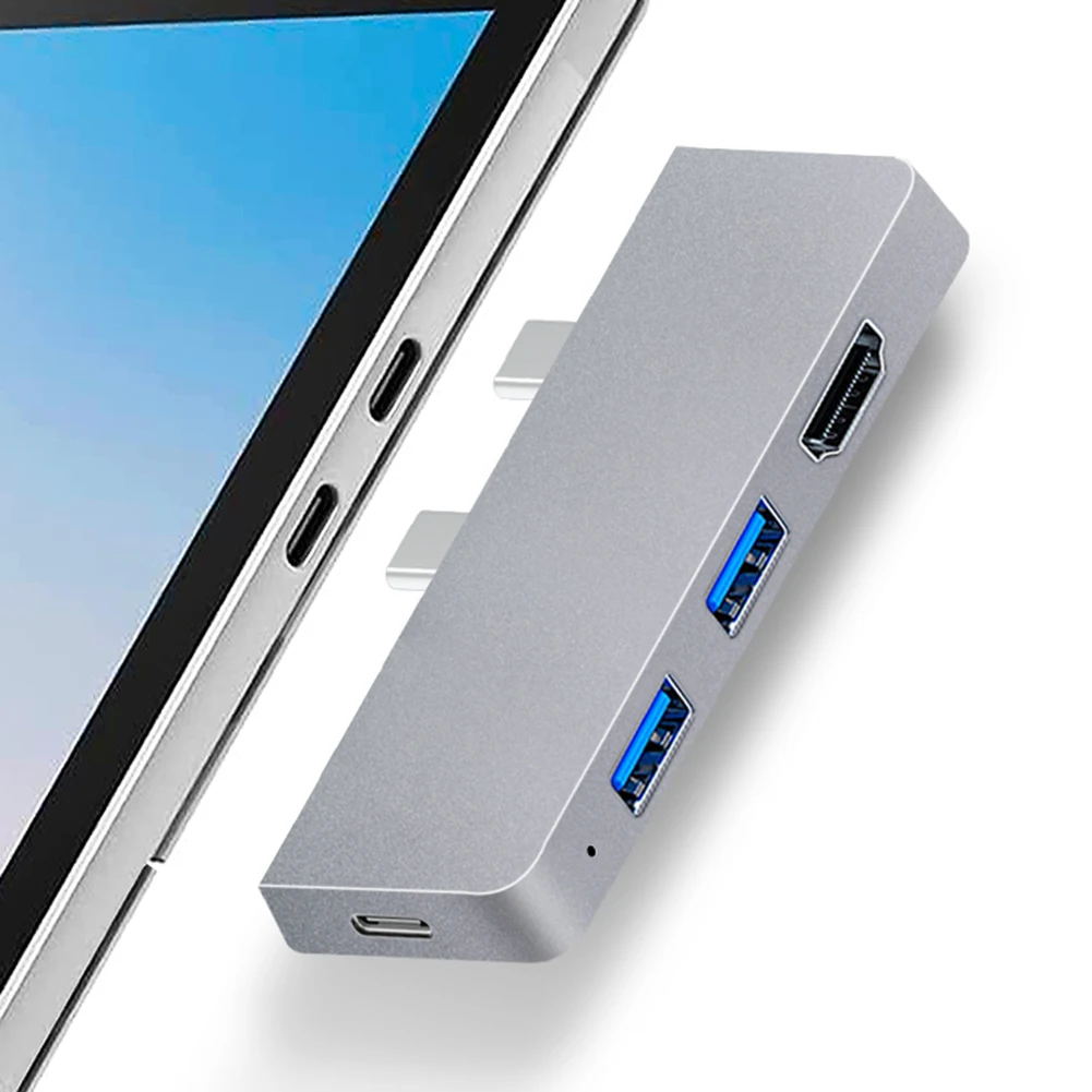 موسع محور USB 6 في 1 من النوع C ذكر إلى HDMI متوافق مع SD لنقل MicroSD عالي السرعة لـ Surface Pro 8/9/X