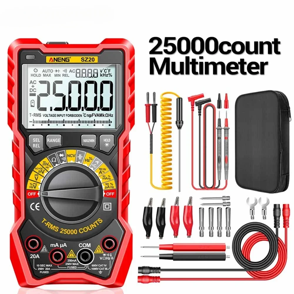 SZ20 25000 Counts Professional Digital Multimeter Electric AC/DC Current Meter Voltage Tester For Car Ohm Temp Capacitor #