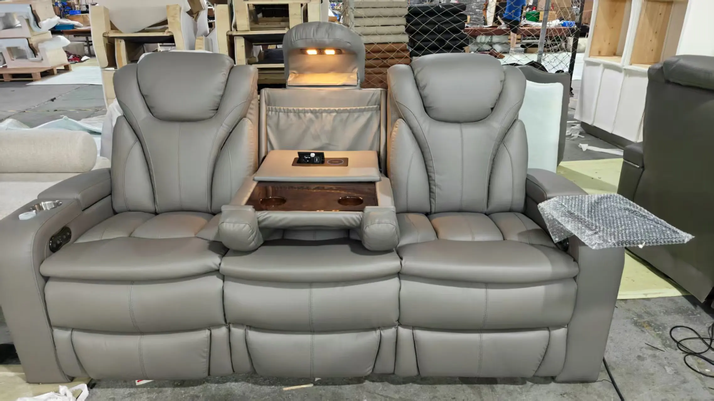 Electric Recliner Sofa Three Seat Living Room Luxury Genuine Leather Extendable Modern Power Sofa Set