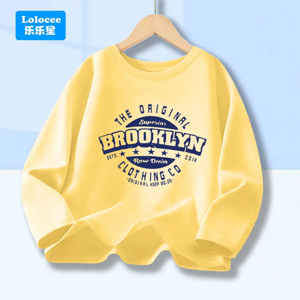 الأولاد بروكلين إلكتروني طباعة تي شيرت الاطفال الجرافيك Harajuku 2025 ملابس الشارع الشهير المراهقين السببية كم طويل ملابس علوية من القطن المحملة ZMBL1