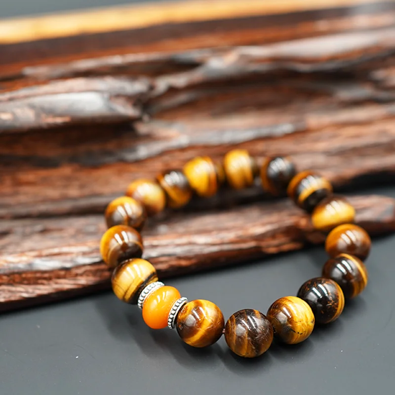 

Natural Stone Men's Beaded Jewelry Crystal Agates Jades Tiger Eye Stone Beaded Fox Bracelets Party Gift unisex