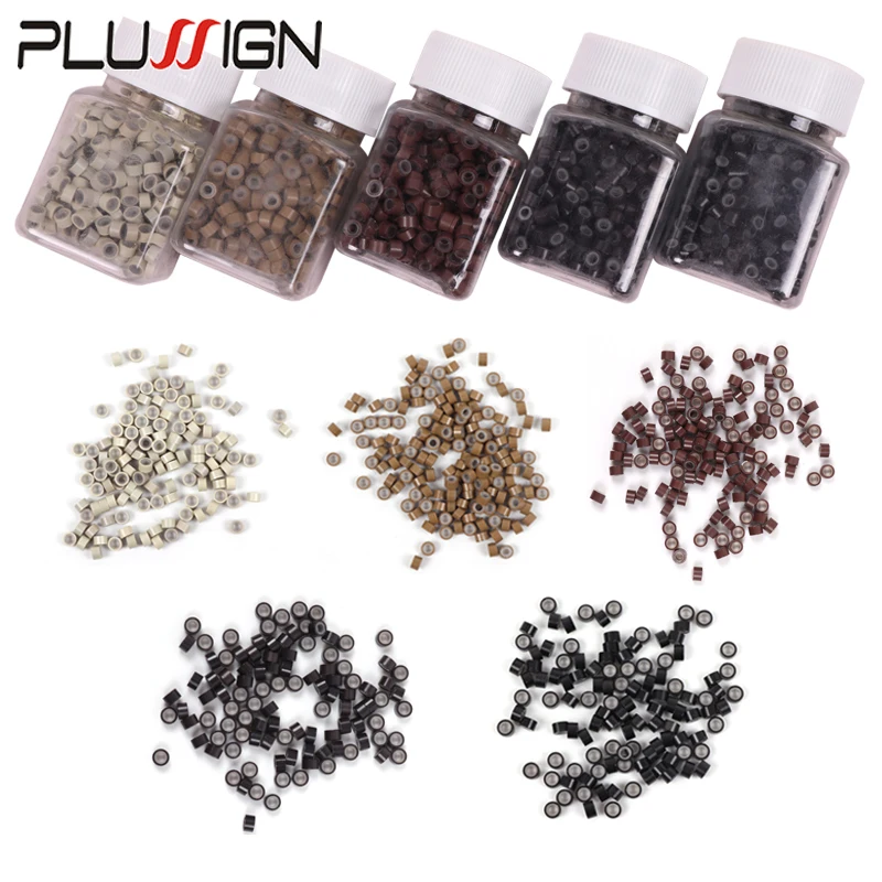 500 Stuks/Fles Siliconen Gevoerde Micro Ringen Schakels Kralen Voor I Tip Hair Extension Tools 5Mm Micro Ringen Buizen Link Haar Microkraal