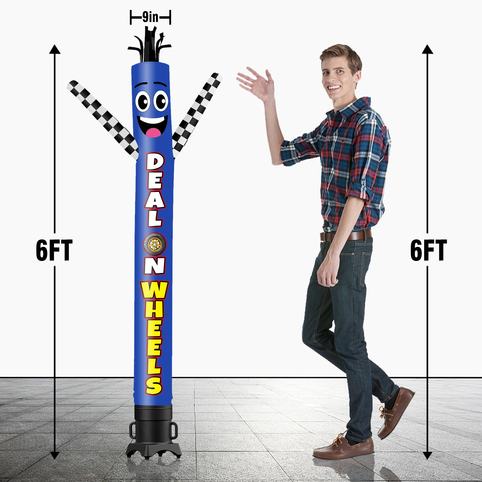 6/10/15/20FT Tall Inflatable Dealon Wheels Dancing Guy for Outdoor Decoration Advertising(Blower Not Included)