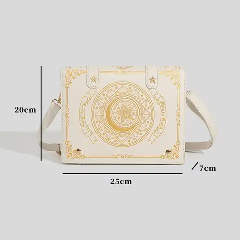 Kawaii Star Moon Badge Display Axelväska Magisk Bokdesign Transparent Fönster Dam Messenger Väska PU Flickor Ita-väska Lolita 10 best sales bokformad väska - №2