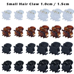 Pequenos clipes de plástico transparente para cabelo para mulheres, preto, marrom, mini garras, acessórios para cabelo infantil, 1.0 1.5cm, 10pcs por lote