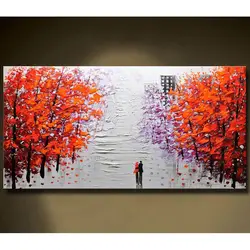 CHENISTORY Painting By Number Red Tree Street View  Drawing On Canvas Large Size Painting Art Diy Pictures By Number Kits Home D