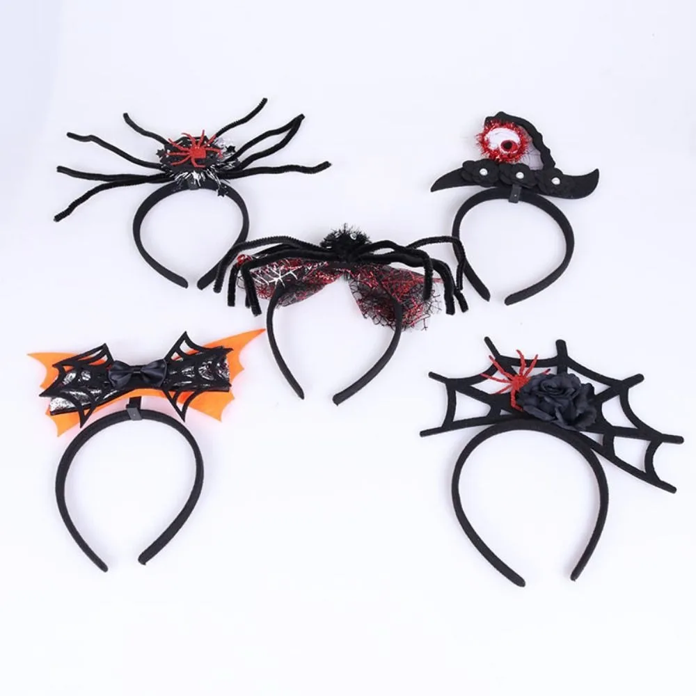 Модная повязка на голову с летучими мышами на Хэллоуин, аксессуары для волос «сделай сам», головные уборы, повязки для волос с тыквой, нескользящая повязка на голову с паутиной, детская/