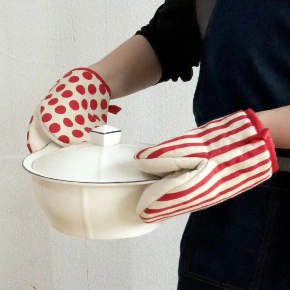 Cotton Anti-scalding Oven Gloves Mitts Potholder Kitchen Duckbill Shape Cotton Gloves Tray Dish Bowl Holder Oven Hand Clip