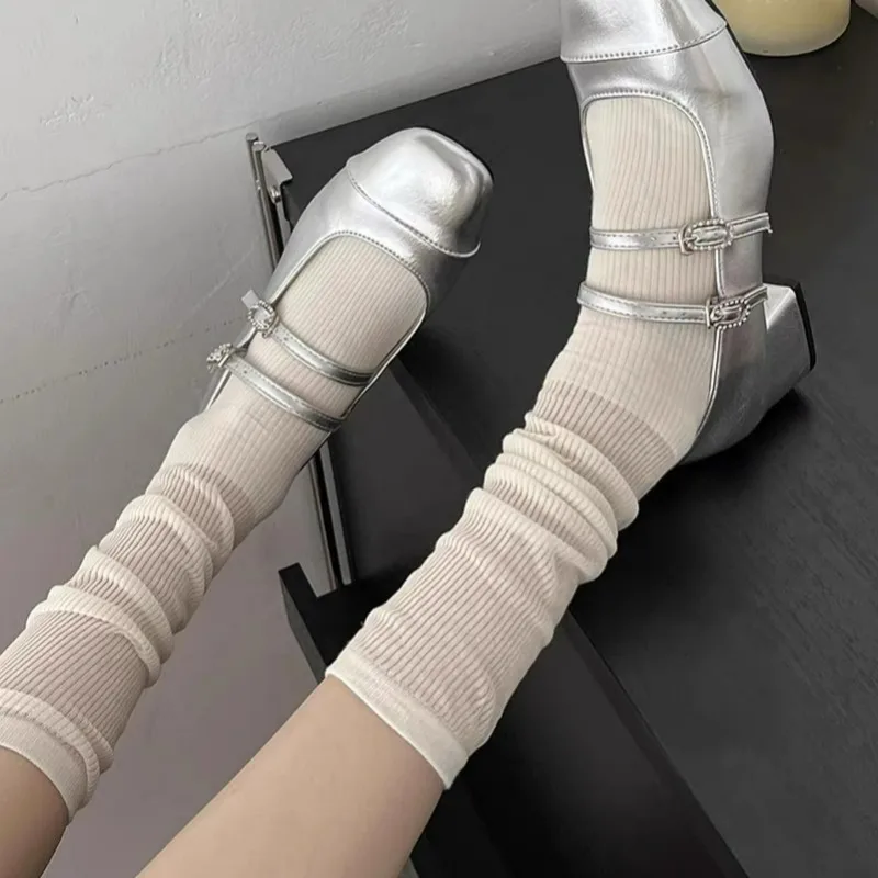 

Lolita Long Socks Stockings Women JK Sweet Girls Kawaii Knee High Socks Ballet Style Bandage Bowknot Thigh High Socks Stockings