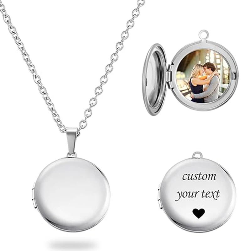 Personalisierte Medaillon-Halskette für Frauen, individuelle Foto-Herz-Anhänger-Halskette, individuelle Bild-Medaillons-Halsketten, Geburtstagsgeschenke – Detail 12