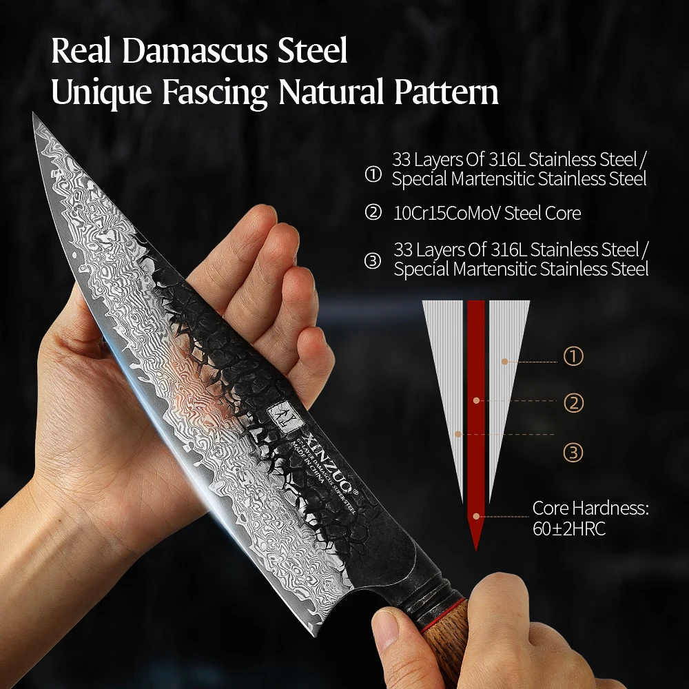 XINZUO 8.6-inch Damascus Chef Knife 67-layer craftsmanship hand forged knife 60±2 HRC hardness high-end gift in elegant box - Image 2