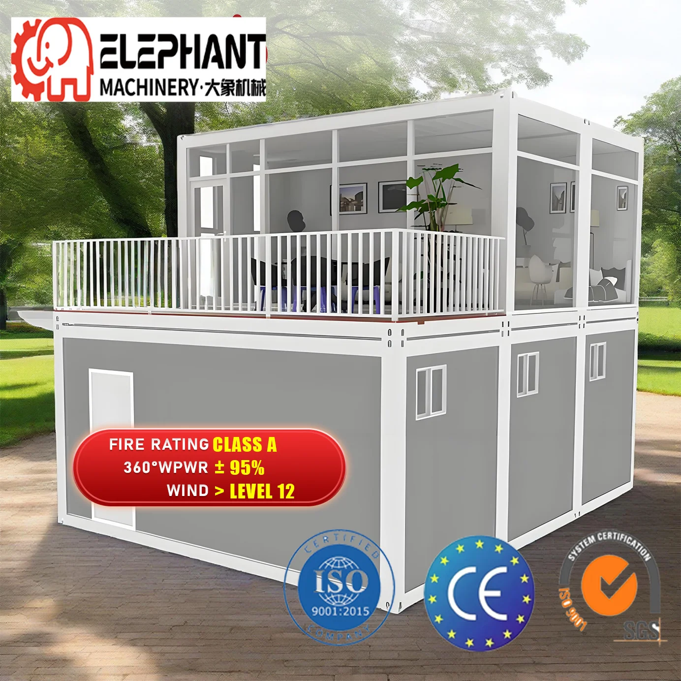 DX House Eco-friendly Modern 2-Storey Modular Prefab Portable Shipping Container Office for Tiny Home Camping School Mall