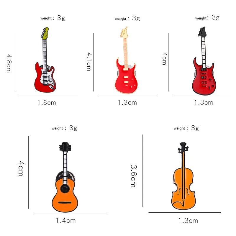 Musical Instruments Enamel Pin Guitar Violin Electric Guitar Brooches On Denim Clothes Lapel Pins Jewelry Gifts For Friends - view 5