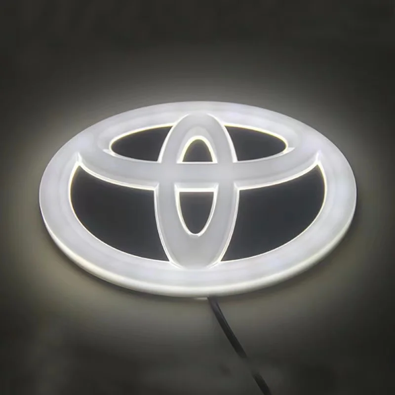 Luz LED con logotipo de rejilla delantera de coche, accesorio para Toyota Corolla Reiz PRADO Yaris LANDCRUIS Camry Vios Highlander LVALON, 4D, 1