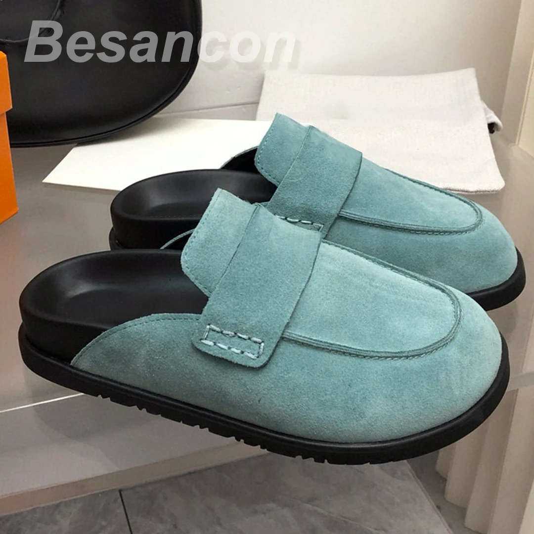 Besancon Classic Women\'s Slippers Mule Shoes SUEDE GUANGZHOU Luxury High quality Flat sandals Summer Autumn