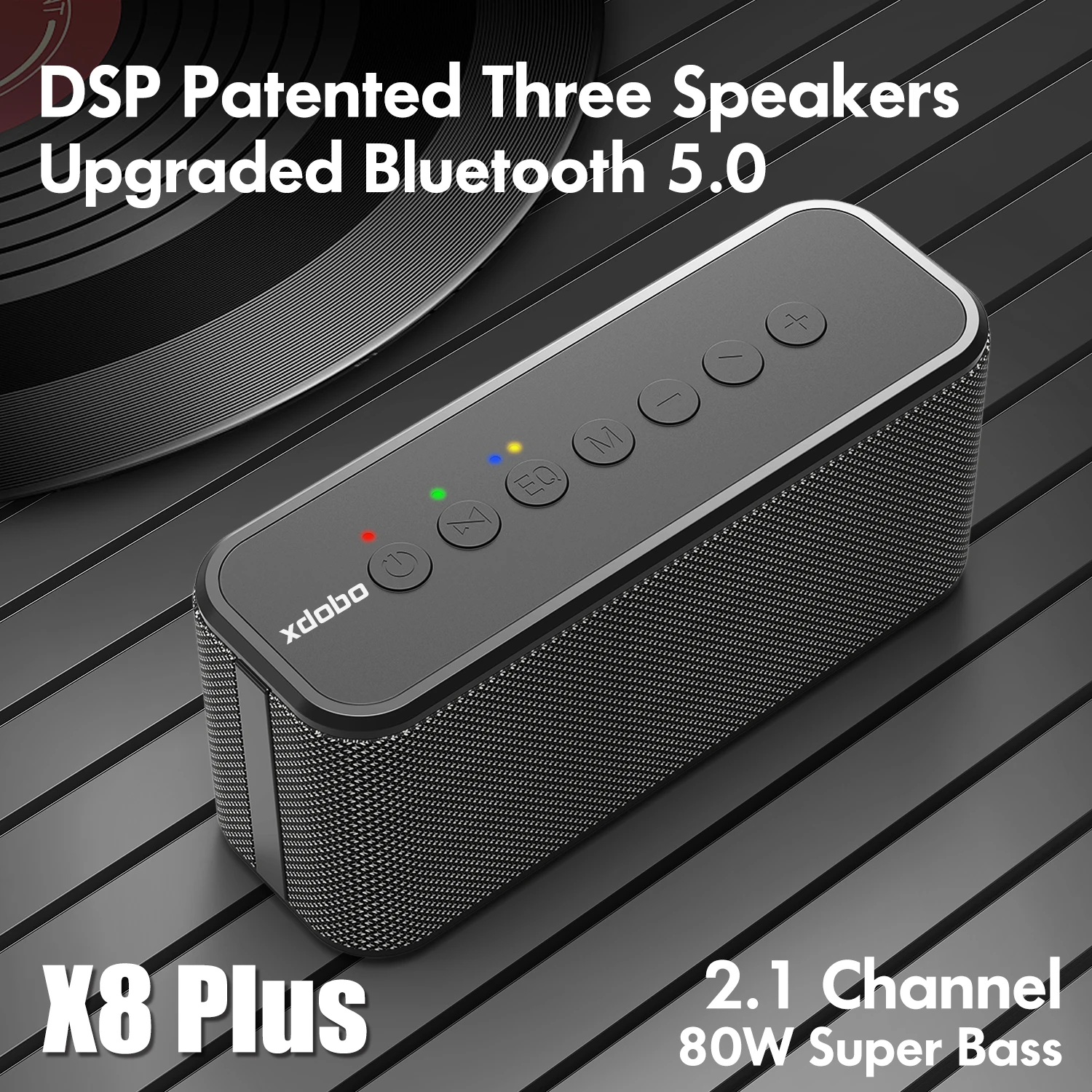 XDOBO X8 Plus Bluetooth Speaker 80W Portable TWS Wireless Subwoofer 10400mAh Power Bank Function USB/TF/AUX Music Play Camping