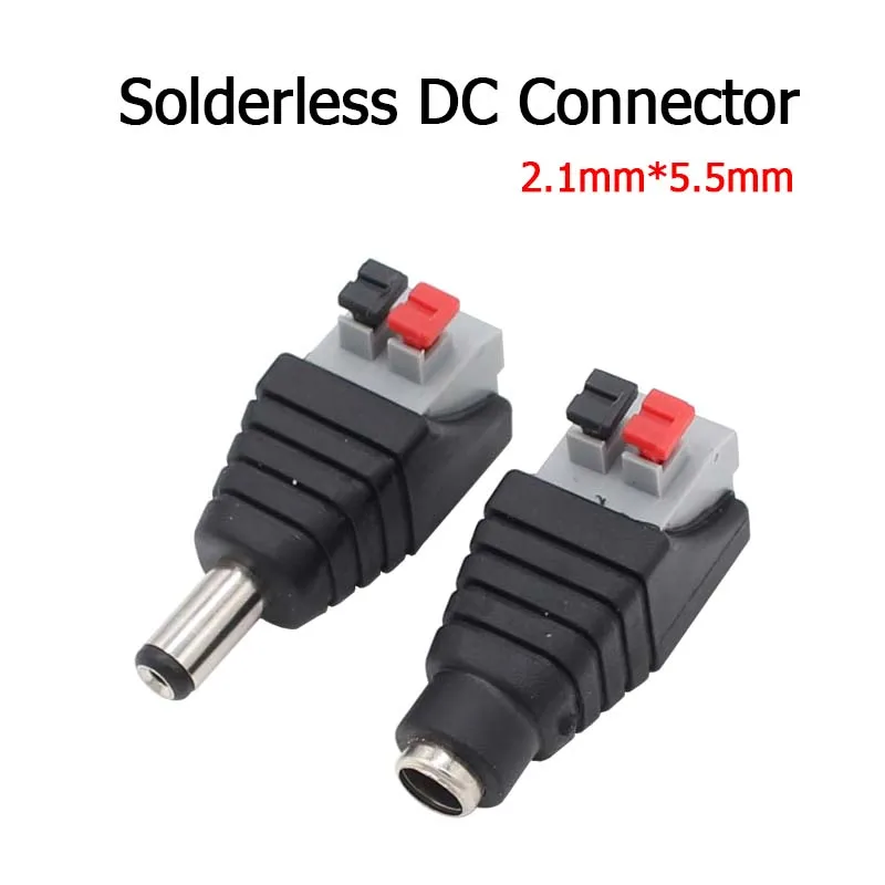 

DC 12V Male Female Connector Solderless 2.1mm*5.5mm Power Jack Plug Adapter Socket LED Connector For Led Strip Light CCTV Camera