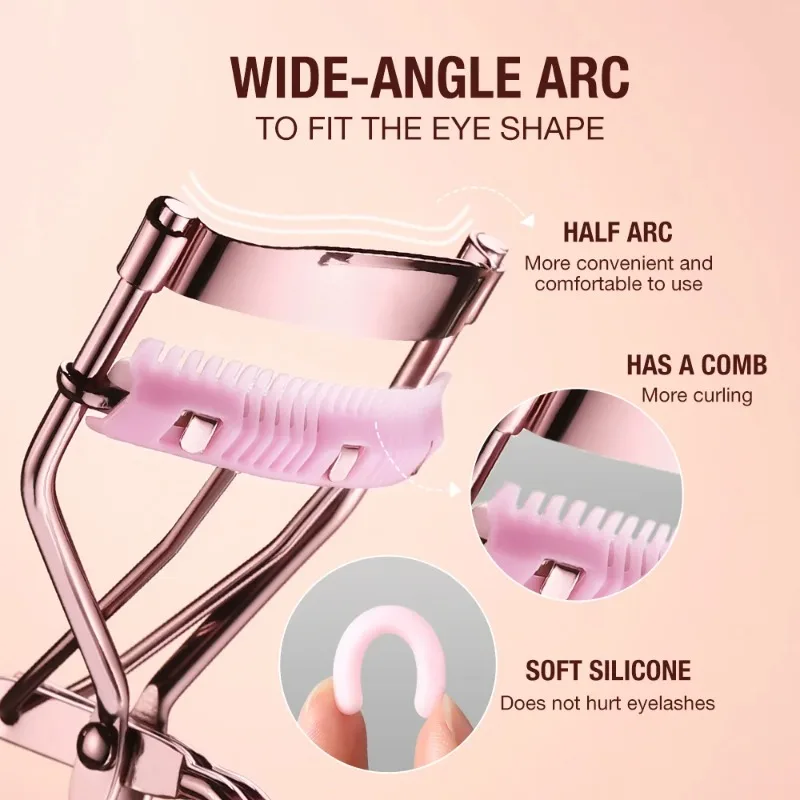 

EOEKKY Professional Rose Gold Eyelash Curler Eyelash Cosmetics Makeup Tools Ladies Accessories Quick Styling Compact Portable