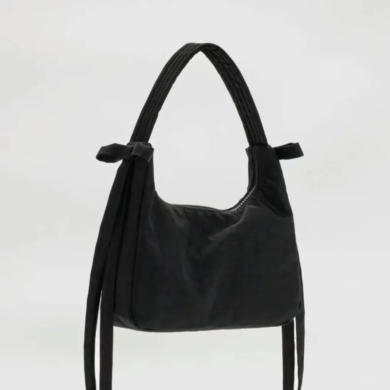 Bolso de mano de nailon coreano para mujer, bandolera pequeña con diseño de lazo, informal, Primavera, 2024