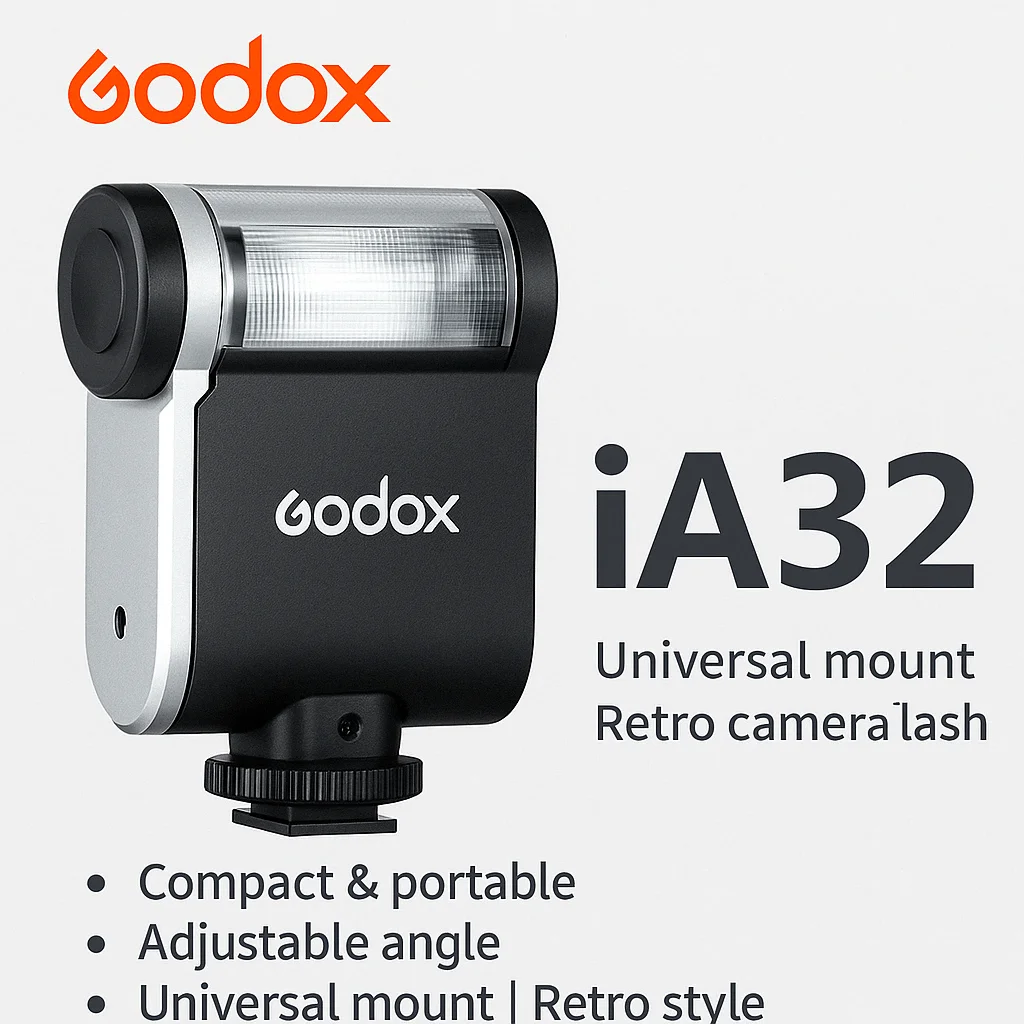 

Godox iA32 Professional Camera Flash – Adjustable 8-Level Power, 2.5s Recycle, 490 Flashes, High-Speed & Compact Design
