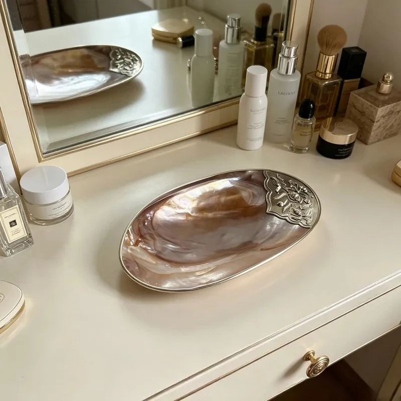 For Deep Sea Natural Shell Snail Decorative Plate Desktop Storage Light Luxury High End Ornament Home Creative Jewelry Tray