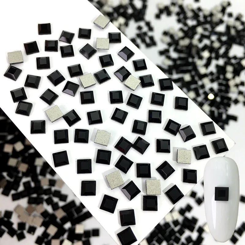 3mm/4mm Square Shape Boutique Flat bottom nail art rhinestones Glass crystal 3D nail decoration Multiple shapes wholesale