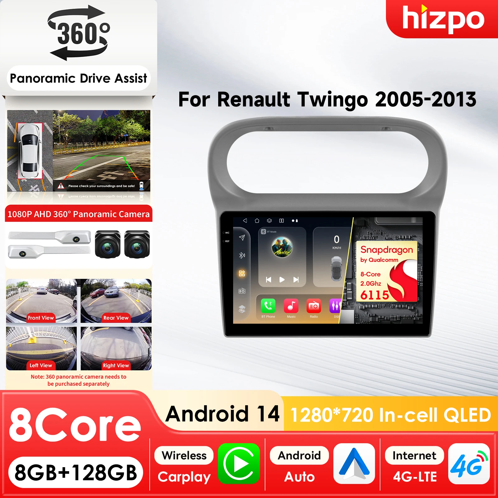 

Мультимедийный проигрыватель Hizpo 8Core для Renault Twingo 2005-2013 с навигацией, CarPlay, GPS и интеллектуальными системами (автомагнитола)