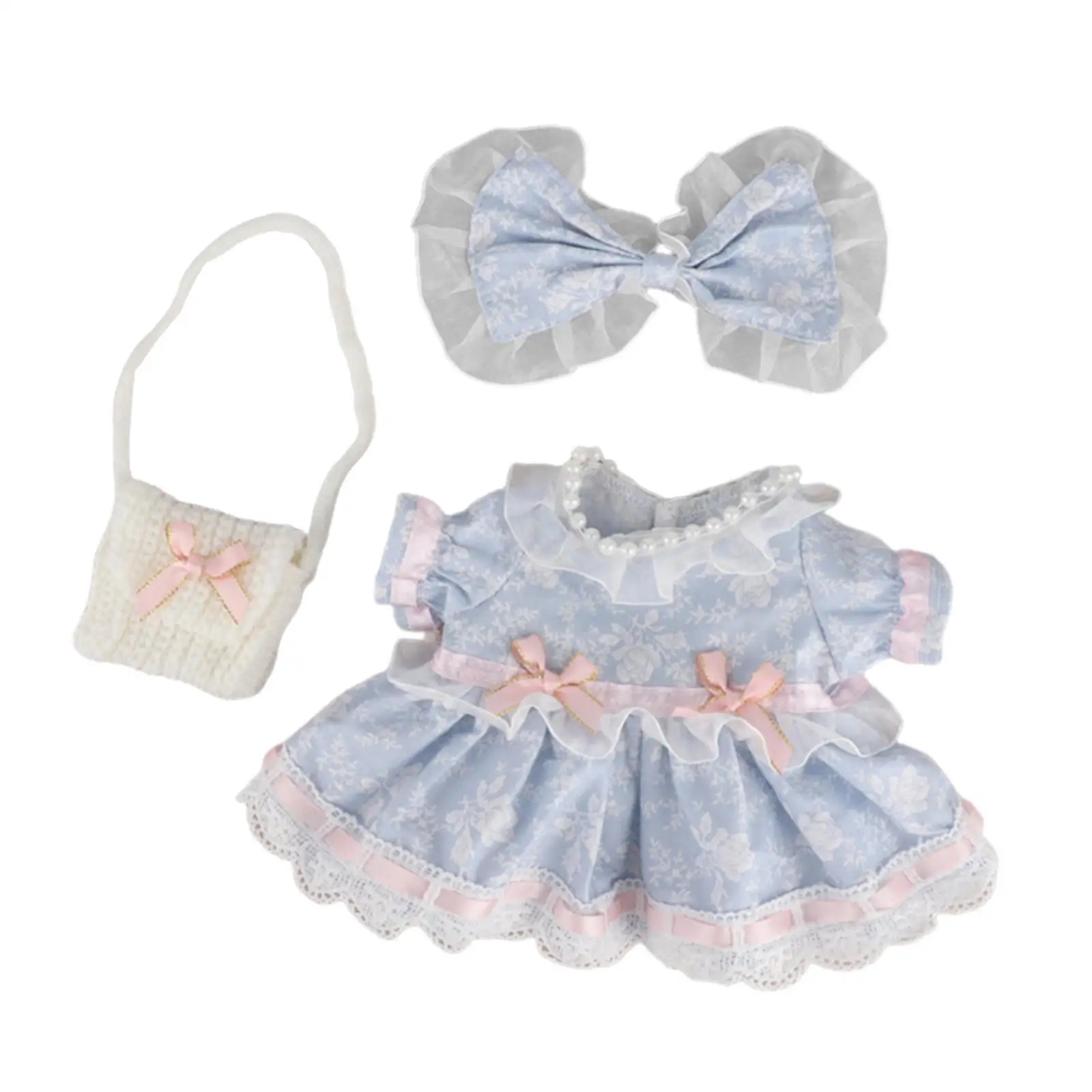 Vestido de muñeca de peluche de 3 piezas, accesorios para niños, vestido para muñeca de 14,96 pulgadas