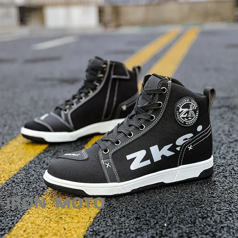 Men Motorcycle Shoes Motocross Boots Breathable Lightweight Off-Road Racing Boots Motorbike Shoes Anti-Collision Wear Tresistant