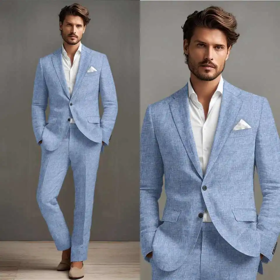 Customized Luxury 2 Pieces Sets Splice Fashion Suits For Men Groom Tuxedos Slim Male Prom Blazer trajes elegante para hombres