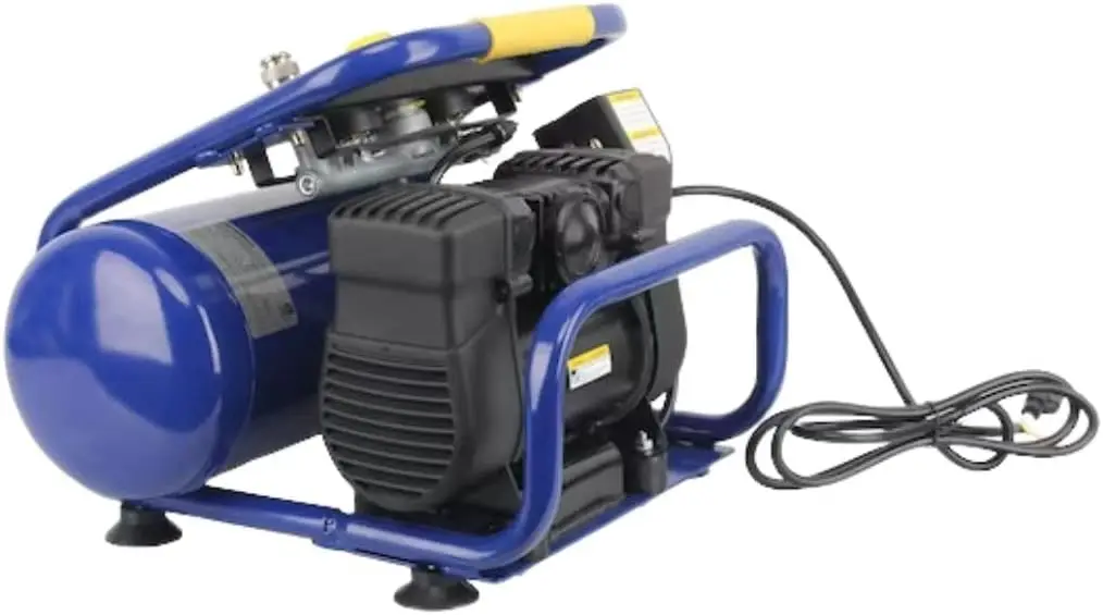 เครื่องอัดอากาศแบบม้วนกรงแบบพกพาที่เงียบสงบ 2 แกลลอน - 125 PSI, มอเตอร์ 0.5 HP, ปั๊มไร้น้ํามัน, 58 dBA - TAW0508S