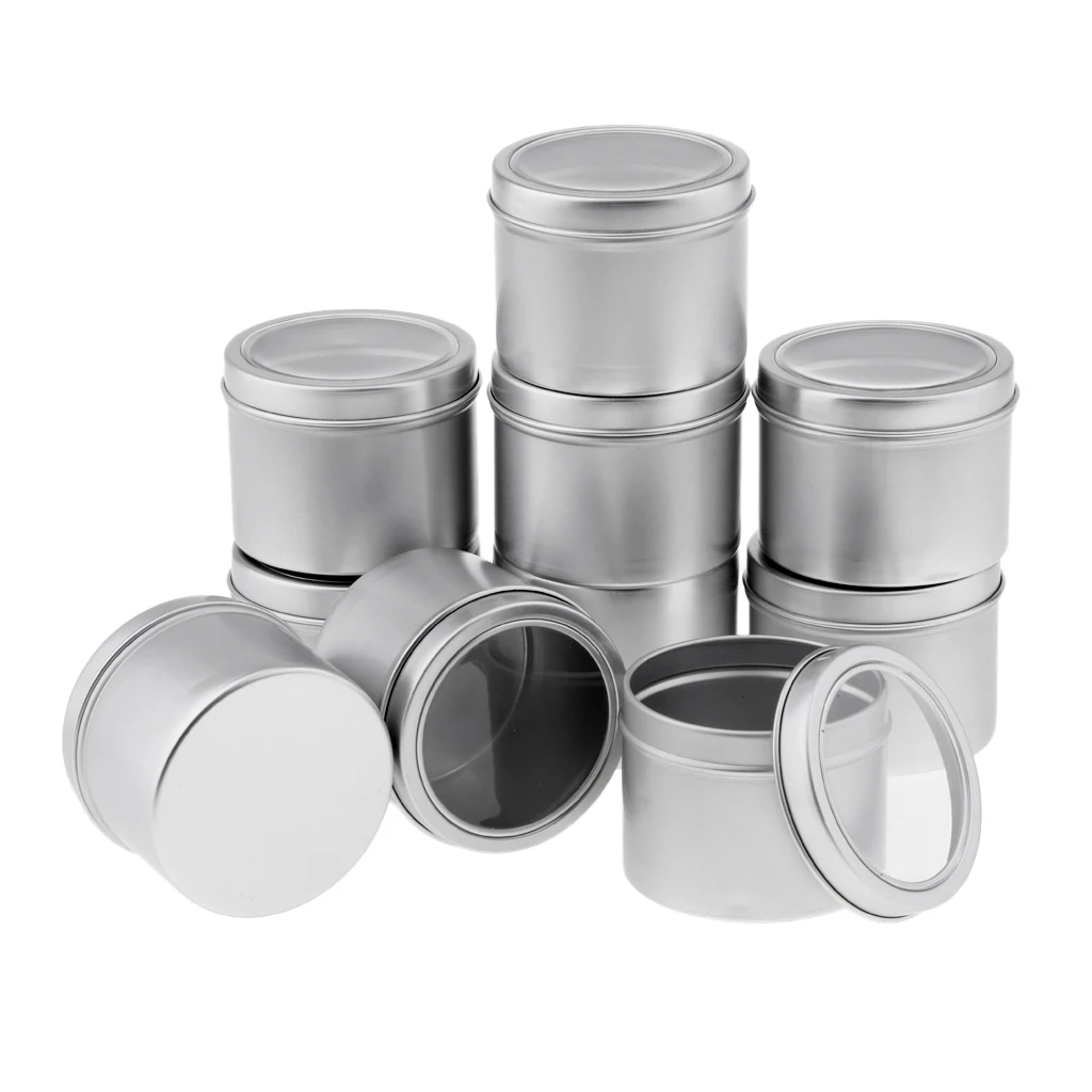 10 Pieces Empty Round Aluminum Cans Metal Tins Jars Empty Slip Slide Containers (100ml)