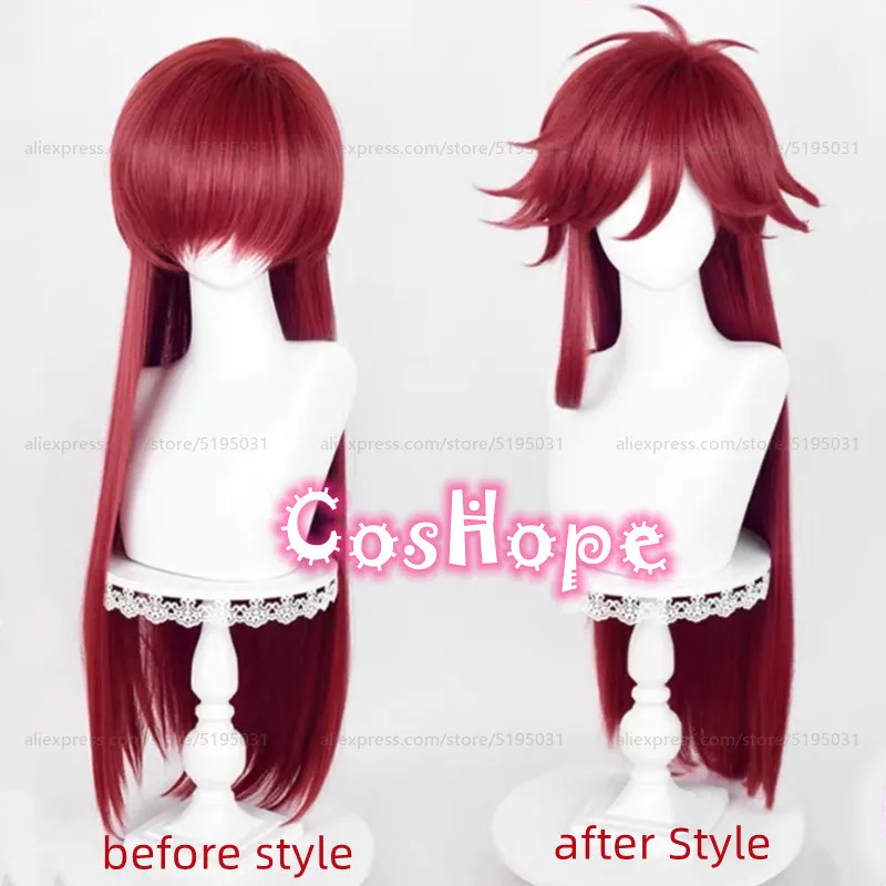 Grell Sutcliff Cosplay Wig 90cm Long Straight Deep Rose Red Wig Cosplay Anime Cosplay Wig Heat Resistant Synthetic Wig