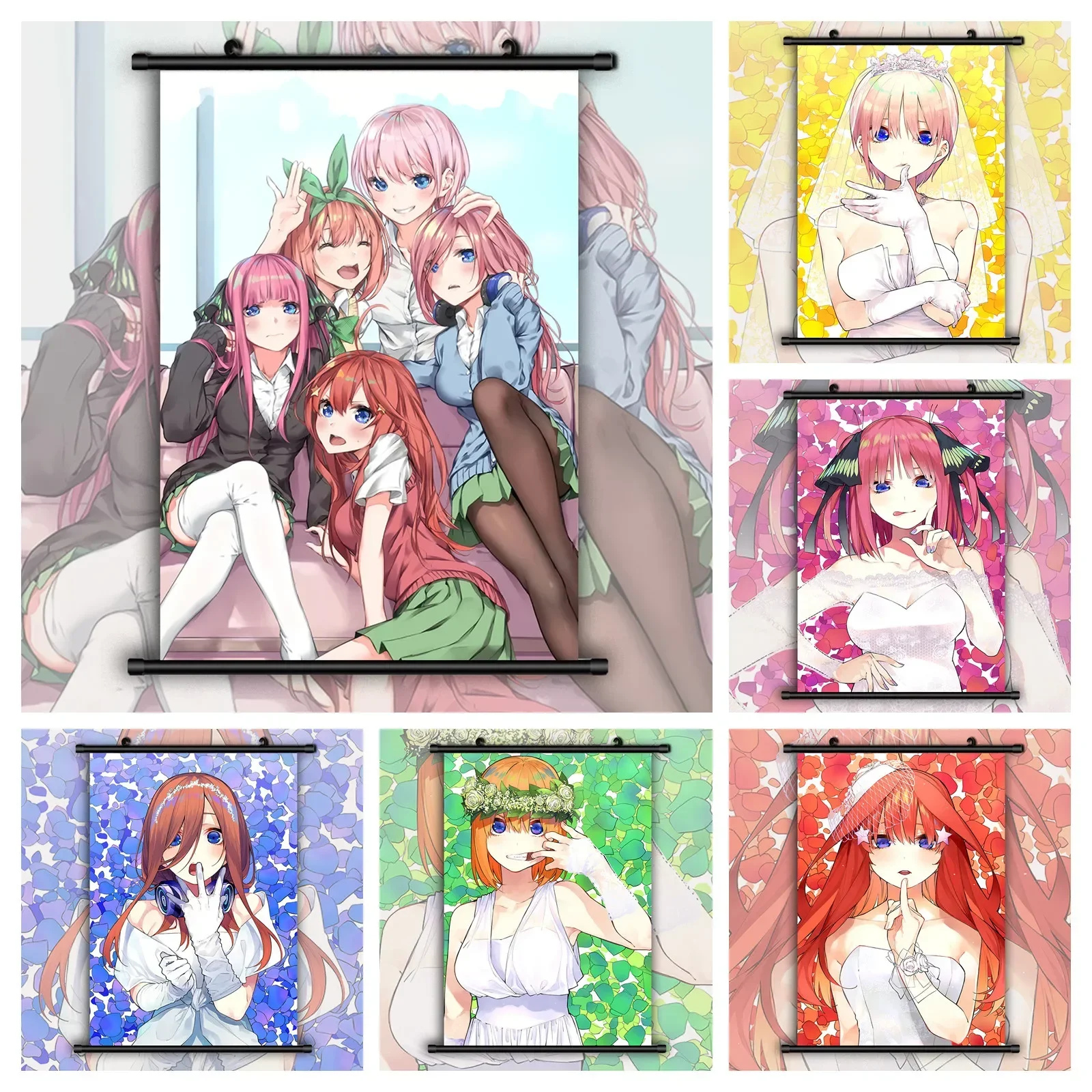 The Quintessential Quintuplets Nakano Ichika Nino Yotsuba Wall Art Canvas Painting Prints Living Room Interior Home Decor