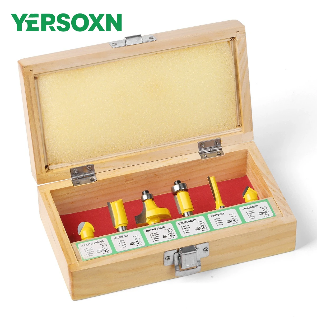 6-Piece 8mm Shank Solid Carbide Router Bit Set product image