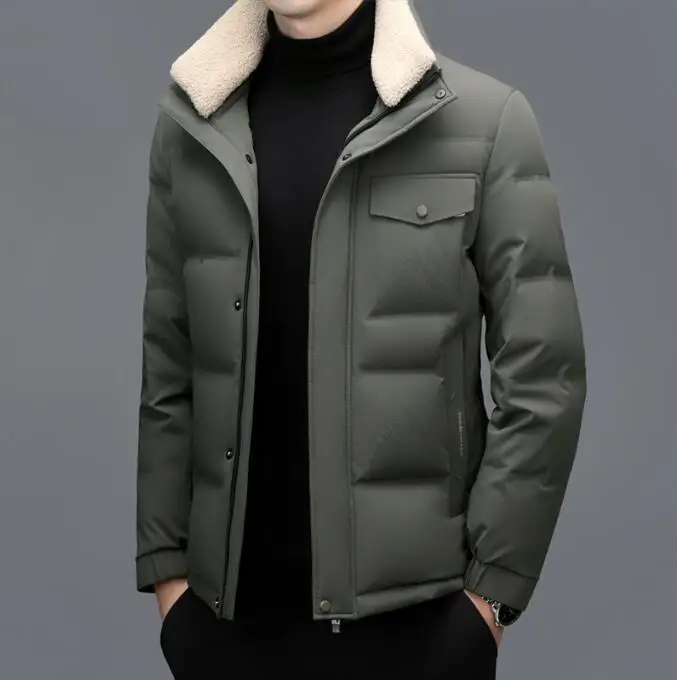 Winter Neue Herrenmode Dicke Daunenjacke Kurze Weiße Entendaunen Warme Casual Business Jacke Mantel