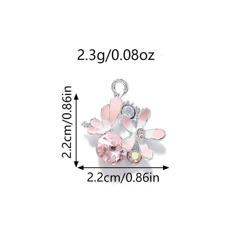 Leslie 10 Stück Wunderschöne Kristall-Schmetterlings-Blumen-Anhänger für DIY-Ohrringe, Halsketten, Schmuckherstellung, handgefertigte Accessoires – Detail 1