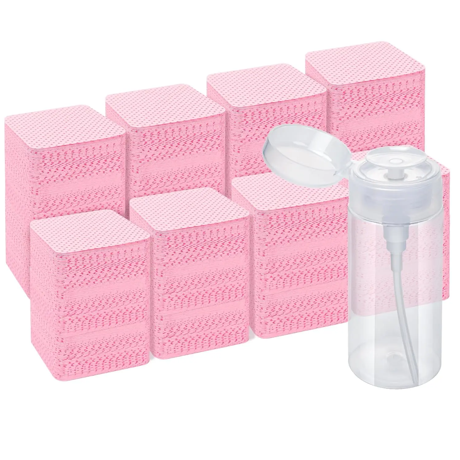 

1080PCS Lint Free Nail Wipes with Acetone Pump Dispenser, Soft Non-Woven Gel Nail Polish Remover Pads for Salon & Home Use