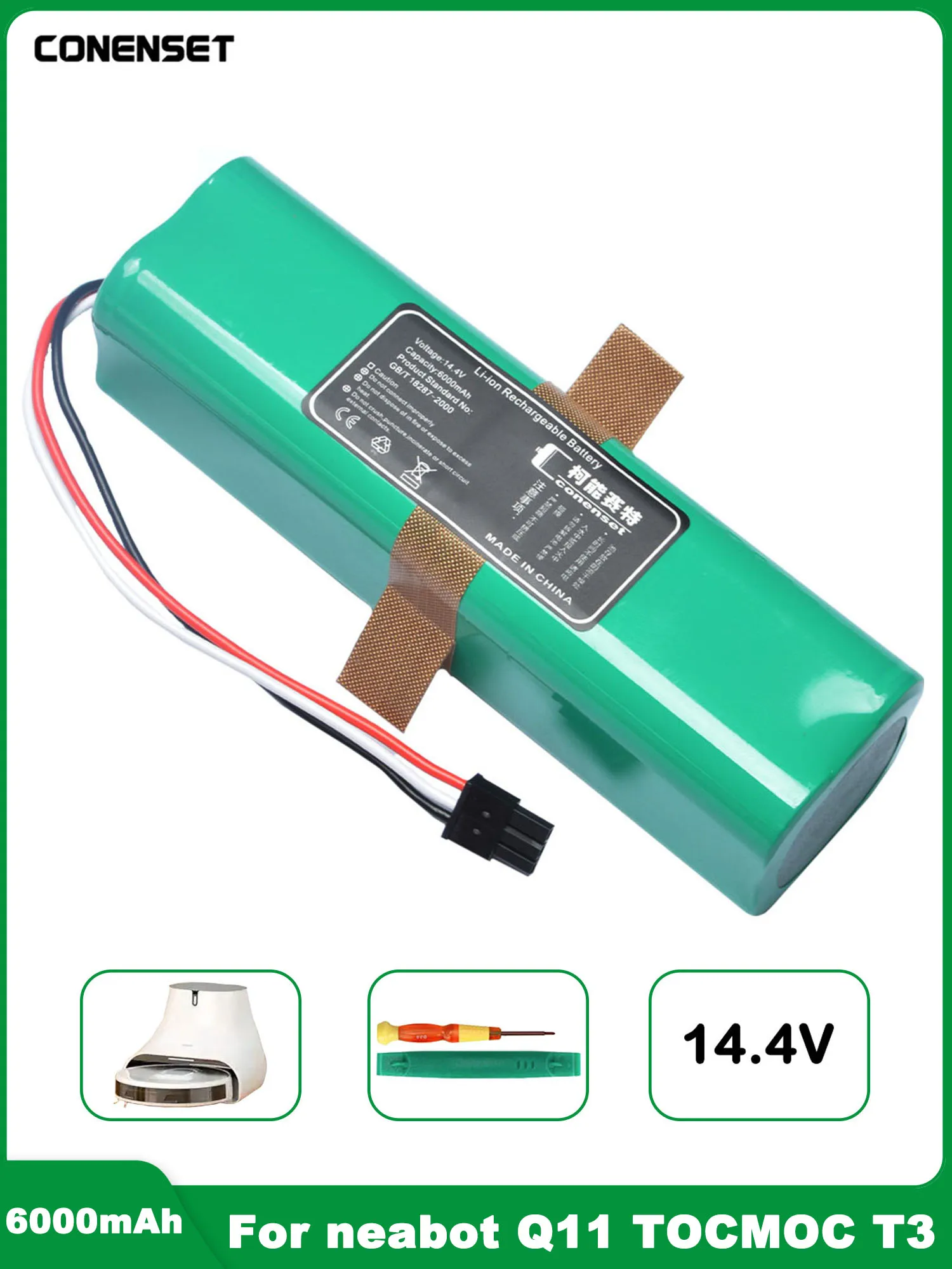 Bateria de substituição de 14.4v 6000mah para neabot q11 tosmoc t3 aspirador de pó robótico acessórios peças