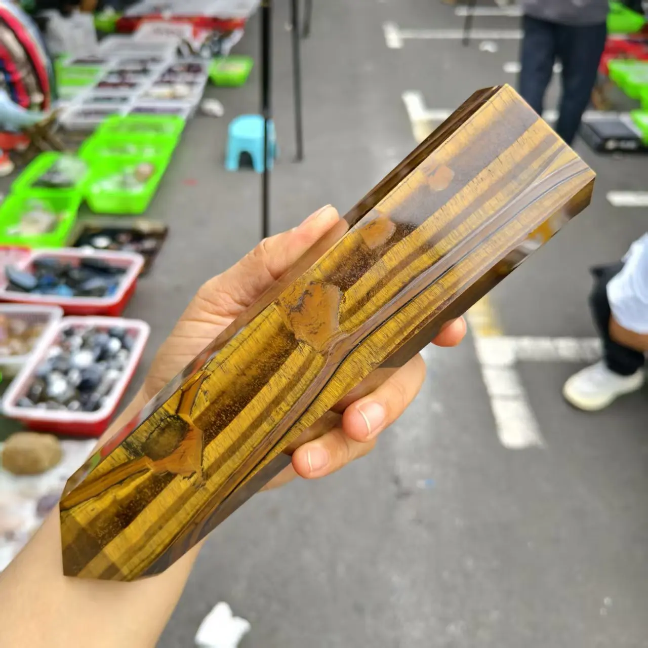 Natural Yellow Tiger's Eye Stone Obelisk, Quartz, Crystal, Mineral Column, Mineral, Healed