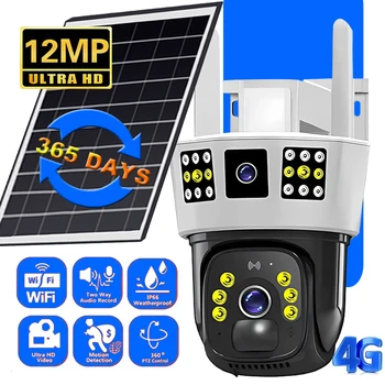 4G SIM Card Wifi 12MP Solar Camera 6K Outdoor IP Wireless Home Security CCTV Surveillance Camera PTZ Night Vision PIR Human Detection