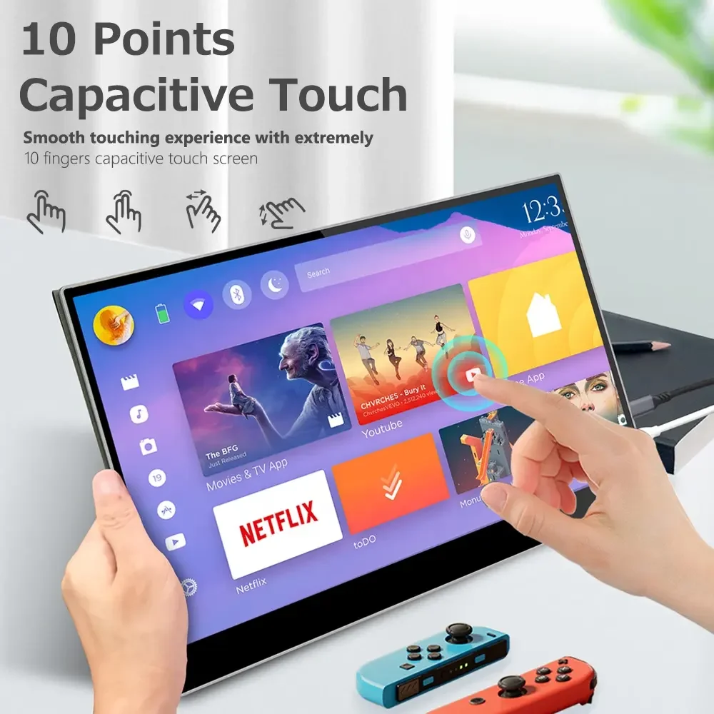 15.6 Inch Portable  4K IPS USB Interface Type-C HD-MI Display 300nits TFT Panel for Gaming Laptop Phone Connectivity