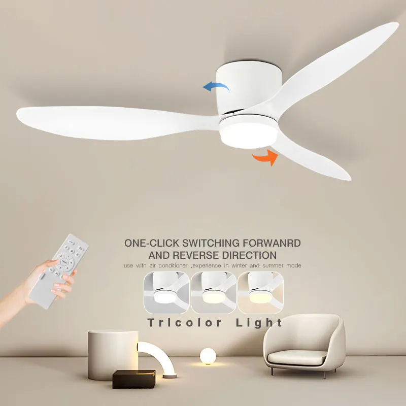 42/52inch Ceiling Fan Without Lights DC Motor 6 Speed Timing Fans Reversed Low Floor Ceiling Fan with Remote Control AC85-265V