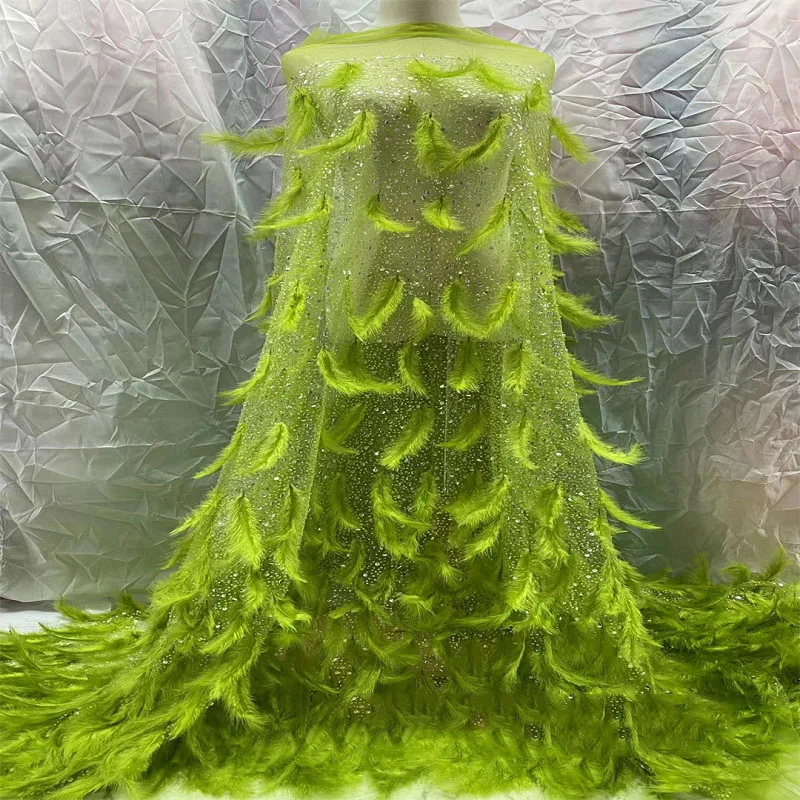 5Yards Purple Red Feather Textile Elegant Luxury Wedding Bridal Gown Fashion Dress Embroidery Lace Fabric