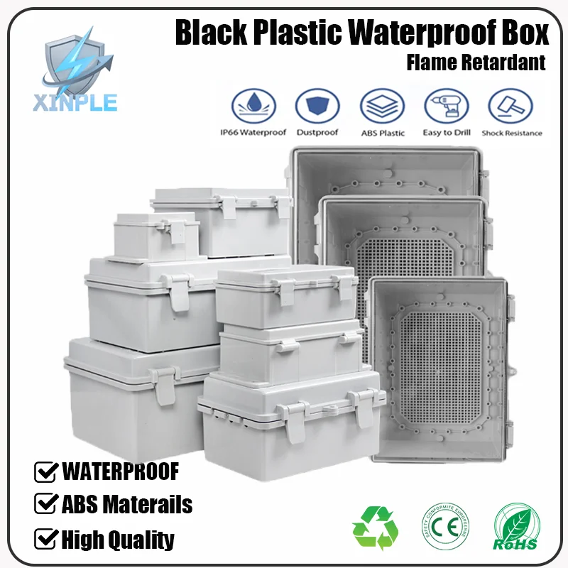 IP66 Gray/Transparent Cover Electronic Box Instrument Hinge Case Waterproof Outdoor Distribution Enclosure Case PC Plastic Case