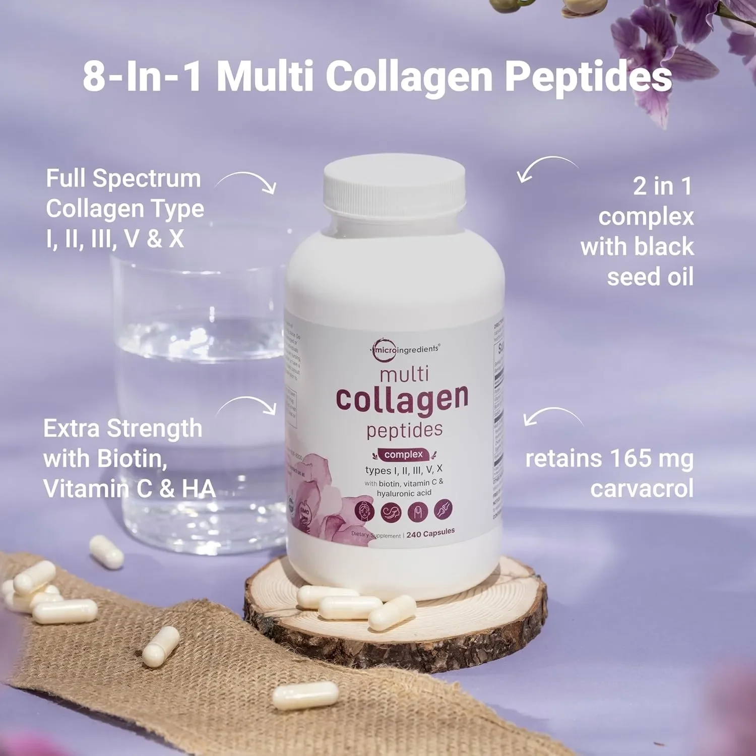 

Multi Collagen - Biotin, Vitamin C - for Skin, Hair, Nails & Bone Health, Supports Joint, Digestive and Immune System Health