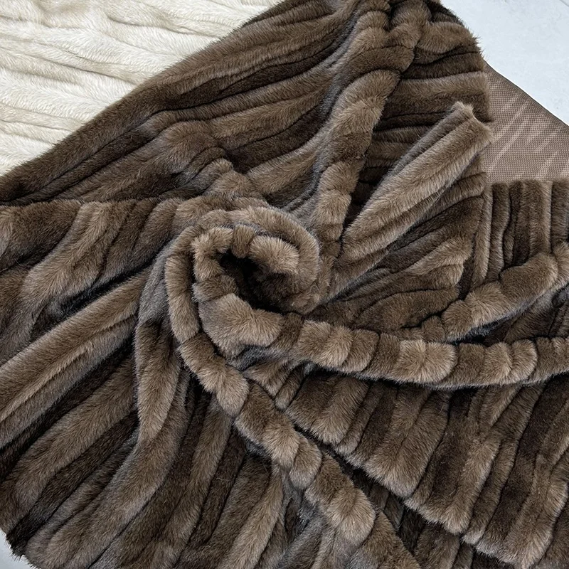 

1yard good felt cloth,Plush carpet mats fabric Luxury Beige Brown Faux Mink Embossed Faux Fur Fabric for patchwork