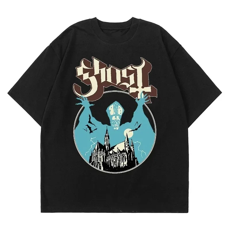 New Ghost Band T-shirt Women Oversize Fashion Cool London Singer Fans Essentials Summer Short Sleeve Print Rock Plain Black Tees