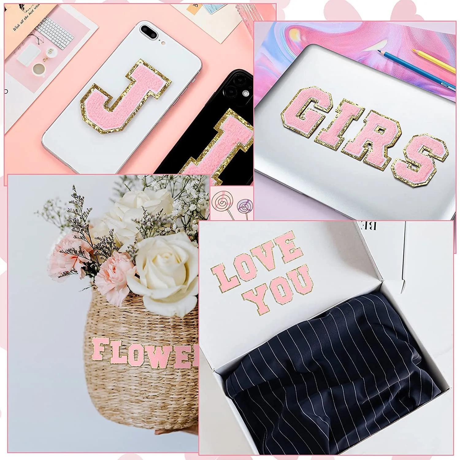 6Cm Towel Embroidery Pink English Letter Embroidery Sticker Ironing 26 Letters Embroidery Chapter Boy Wholesale