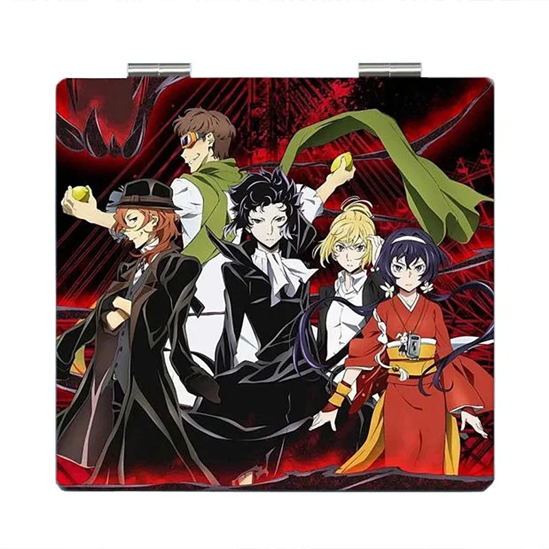 7 × 6 سم Bungo Bungou Stray Dogs، مرآة مكياج قابلة للطي على الوجهين، أنيمي لطيف، سفر محمول، صغير، بنات، مكبرة، مربعة